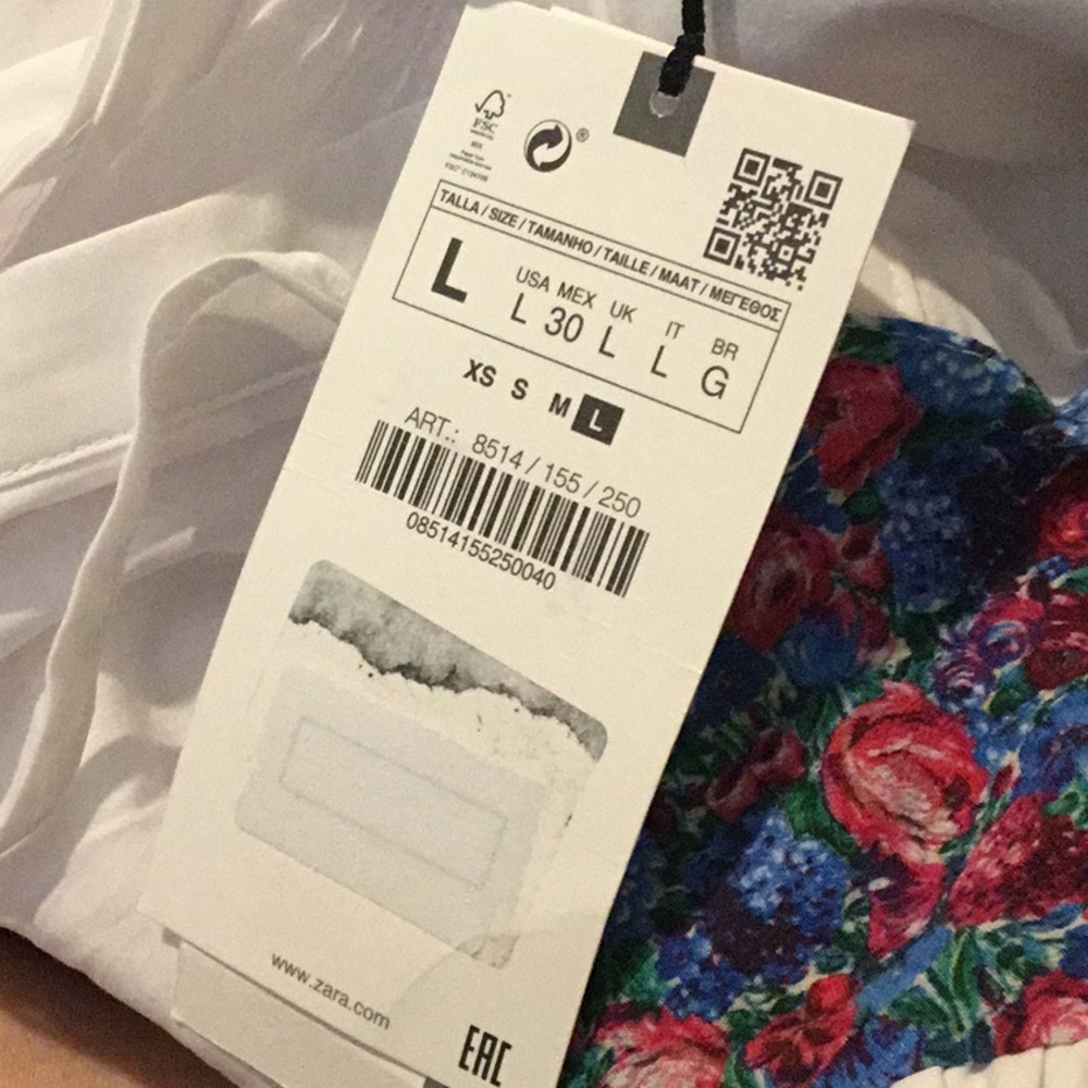 NWT - Zara Printed Collar Top - Picture 7 of 7